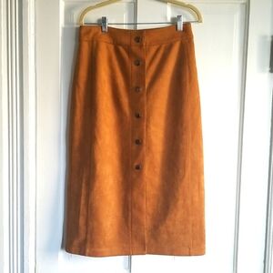 7 For All Mankind Faux Suede Button Down Skirt, M